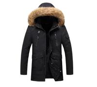 Men's Winter Parka with Hood - Hiking Jacket Men's Lightweight Warm Winter Jacket Lined Loose Winter Jacket Medium Length Fashionable Transition Jacket with Zip Comfortable Leisure Jacket
