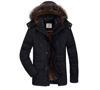 Men's Winter Puffer Jacket with Removable Faux Fur Hood, Waterproof Warm Parka Coat for Ski Snow Outdoor