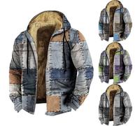 Men'S Winter Pullover Thermal Fleece Hoodies Warm Thick Wool Coats Mens Patchwork Jacket Retro Colorblock Jumper Color Matching Outdoor Jacket Fleece Lined Boho Style Coats With Zipper