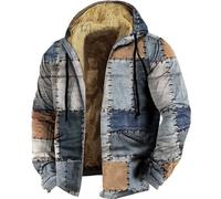 Men'S Winter Pullover Thermal Fleece Hoodies Warm Thick Wool Coats Mens Patchwork Jacket Retro Colorblock Jumper Color Matching Outdoor Jacket With Zipper Fleece Lined Boho Style Coats