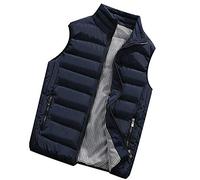 Men's Winter Quilted Vest Stand-Up Collar Winter Jacket Lightweight Cross-Country Vest Quilted Jacket Warm Quilted Coat Sleeveless Men's Jackets Without Hood Winter Vest Men Quilted Jacket with Zip