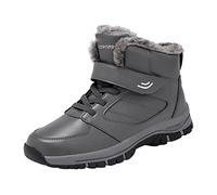 Men's Winter Shoes, Lined Breathable Winter Ankle Boots, Non-Slip and Wear-Resistant Boat, Waterproof Thermal Shoes, Hiking Shoes for Hiking, Outdoor Low Boots, Snow Boots, gray, 9 UK