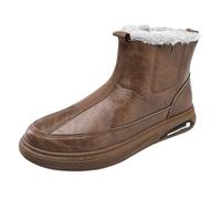 Men's Winter Shoes Lined Waterproof Hiking Boots Men's Leather PU Work Boots Without Laces Snow Boots Vegan Snow Boots Warm Thermal Boots Waterproof High Hiking Shoes Hiking Boots, brown, 7 UK