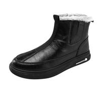 Men's Winter Shoes Lined Waterproof Hiking Boots Men's Leather PU Work Boots Without Laces Snow Boots Vegan Snow Boots Warm Thermal Boots Waterproof High Hiking Shoes Hiking Boots, black, 9.5 UK