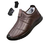 Men's Winter Slip-Resistant Thermal Slip-On Shoes,Snow Boots Mens Waterproof Winter Boots Fur Lined Warm Ankle Booties Outdoor Comfortable Walking Dad Shoes (Coffee,9.5)