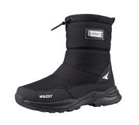 Men's Winter Snow Boots High Top Outdoor Sports Shoes Non Slip Warm Thick Pull Rope Leisure Boots for Cold Weather (Black, 8)