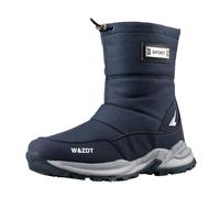 Men's Winter Snow Boots High Top Outdoor Sports Shoes Non Slip Warm Thick Pull Rope Leisure Boots for Cold Weather (Blue, 5.5)