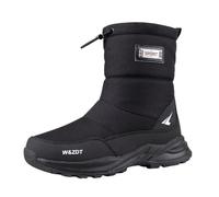 Men's Winter Snow Boots High Top Outdoor Sports Shoes Non Slip Warm Thick Pull Rope Leisure Boots for Cold Weather (Black, 7.5)