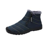 Men's Winter Snow Boots Thick Warm Outdoor Shoes with Zipper Velvet for Autumn Cold Weather Comfort (Blue, 8)