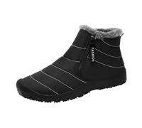 Men's Winter Snow Boots Thick Warm Outdoor Shoes with Zipper Velvet for Autumn Cold Weather Comfort (Black, 7)