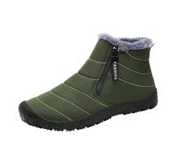 Men's Winter Snow Boots Thick Warm Outdoor Shoes with Zipper Velvet for Autumn Cold Weather Comfort (Green, 7.5)