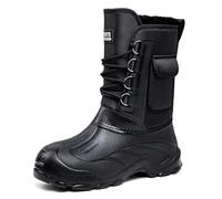 Men's Winter Snow Boots with Removable Liner -Waterproof Rubber Shell, Non-Slip Arctic Grip Outsole, Lace-Up Cold-Weather for & Rain n61 Black