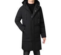 Men's Winter Thicken Long Parka Jacket Winter Warm Hooded Thickened Down Coat Mountain Ski Windproof Padded Outerwear (Black,8XL)