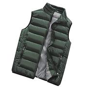 Men's Winter Vest with Stand-Up Collar Pockets Outdoor Sports Padded Quilted Body Warmer Light Weight Puffer Vest Warm Gilet Windproof Sleeveless Jacket for Hiking Vest, Army Green, XXL