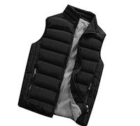 Men's Winter Vest with Stand-Up Collar Pockets Outdoor Sports Padded Quilted Body Warmer Light Weight Puffer Vest Warm Gilet Windproof Sleeveless Jacket for Hiking Vest, black, XXL