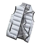 Men's Winter Vest with Stand-Up Collar Pockets Outdoor Sports Padded Quilted Body Warmer Light Weight Puffer Vest Warm Gilet Windproof Sleeveless Jacket for Hiking Vest, gray, XXL