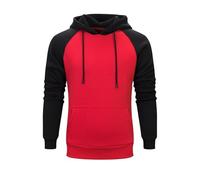 Men's Winter Warm Drawstring Pockets Hooded Hoodie Hood Sweatshirts - Fleece-Lined Long Sleeve Pullover for Outdoor & Casual Wear Red