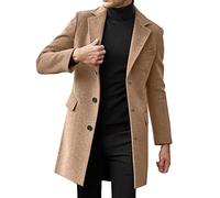 Mens Winter Warm Formal Trench Coat Mens Single Breasted Overcoat Long Jacket Elegant Thermal Outwear Slim Fit Thickened Windbreaker Classic Long Trench Coat Stylish Business Outwear