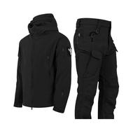 Mens Winter Warm Hooded Ski Suits, Men's Winter Waterproof Windproof Snowboard Jacket With Armband And Ski With Belt Pants Set, For Skiing, Snowmobiling, Hiking, Climbing, Outdoor Sports (Color : Bla
