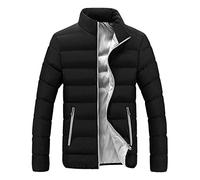 Mens Winter Warm Padded Puffer jacket Puffer jacket Stand Collar Insulated Down Jacket Warm Travelling Walking Plain Quilted Padded Winter Coat Zip Outerwear Coat UK