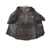 Men's Winter Warm Robe, Viking Warrior Armor Valhalla 3D Full Print, Cashmere Hooded Coat Parka, Horn Buckle Bathrobe(Rune,XL)
