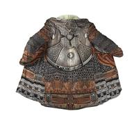 Men's Winter Warm Robe, Viking Warrior Armor Valhalla 3D Full Print, Cashmere Hooded Coat Parka, Horn Buckle Bathrobe(Viking Armor,L)