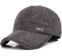 Men's Winter Warm Wool Woolen Tweed Peaked Baseball Cap Hat with Foldable Ear Warmer (X-Coffee1)
