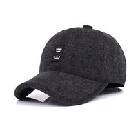 Men's Winter Warm Wool Woolen Tweed Peaked Baseball Cap Hat with Foldable Ear Warmer (Y-Black)