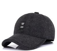 Men's Winter Warm Wool Woolen Tweed Peaked Baseball Cap Hat with Foldable Ear Warmer (Y-Black1)