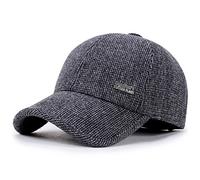 Men's Winter Warm Wool Woolen Tweed Peaked Baseball Cap Hat with Foldable Ear Warmer (Z Gray)