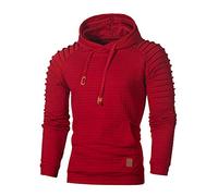 Men's Winter Work Sweater Hooded Sweatshirt with Zip Structured Wide Jacket with Inserted Sleeves Sweatshirts Zip Boxeur, C-red, XXL