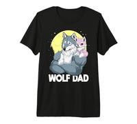 Mens Wolf Dad with Girl Daughter for Father's Day Men Wolf Premium T-Shirt
