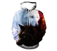 Men's Wolf Moon Print Pullover Sweatshirt Hoodie Long Sleeve Tracksuit Top Halloween Costume