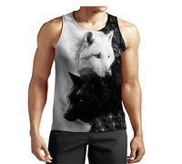 Men's Wolf Printed Tank Top Sleeveless Tees Casual Summer Sport Gym Vest Hawaii Beach Vacation T-Shirts