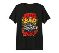 Mens Wolf Spirit Big and Bad Wolf Wolf Pack Funny Wolves Premium T-Shirt