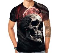 Men's Wolf T-Shirt Men 3D Cool Graphic Short Sleeve Tee Shirts S-3XL, Abstract Skull, 3XL