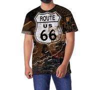 Men's Wolf T-Shirt Men 3D Cool Graphic Short Sleeve Tee Shirts S-3XL, Us Route 66, XXL