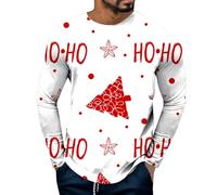 Men's Women Christmas Letter Printed Graphic Long Sleeve Christmas Tree Pattern Crewneck T Shirts Tee Tops Xmas Outfits 10 Memory Foam (Hot Pink, M)