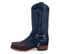 Men's Women Cowboy Boots Knight Boots Fashion Embroidered Square Tow Heel Retro Classic Medieval Renaissance Men's Pirate Boots Traditional Country Boot (Color : Deep blue, Size : 9 UK)