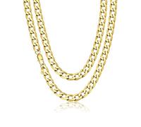 Men's, Women Gold Curb Chain Stainless Steel 28 Inches Solid 9mm Miami Chunky Cuban Link Chain Necklace Hip Hop Jewelry