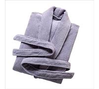 Mens Women Pure Cotton Bathrobe Dressing Gown Shawl Unisex Towel Robe Hotel Towelling Robes.Wit-l (zilver Medium)