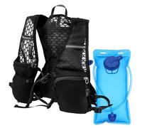 Mens Women Running Reflective Vest, Lightweight Breathable Hydration Backpack with 2L Water Bladder, Adjustable Pack with Pockets for Marathon Trail Hiking Cycling Night Trailrunning(Black)