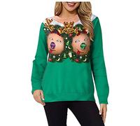 Mens Women Ugly Christmas Jumper Sale Clearance Xmas Funny Printed Sweatshirt Long Sleeve Tunic Tops Round Neck Shirt Novelty Rude Crude Joke Jumpers Slim Fit Blouse Festive Office Party Sweater