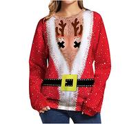 Mens Women Ugly Christmas Jumper Sale Clearance Xmas Funny Printed Sweatshirt Long Sleeve Tunic Tops Round Neck Shirt Novelty Rude Crude Joke Jumpers Slim Fit Blouse Festive Office Party Sweater