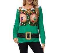 Mens Women Ugly Christmas Jumper Sale Clearance Xmas Funny Printed Sweatshirt Long Sleeve Tunic Tops Round Neck Shirt Novelty Rude Crude Joke Jumpers Slim Fit Blouse Festive Office Party Sweater