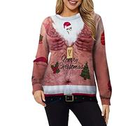 Mens Women Ugly Christmas Jumper Sale Clearance Xmas Funny Printed Sweatshirt Long Sleeve Tunic Tops Round Neck Shirt Novelty Rude Crude Joke Jumpers Slim Fit Blouse Festive Office Party Sweater