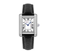 Men's Women Wrist Watches, Square Quartz Black Leather Strap Watch, Classic Analog Stainless Steel Quartz Waterproof Watches for Men Women, Gifts for Men Women Couple (1520 Women Black)