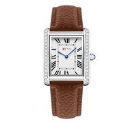 Men's Women Wrist Watches, Square Quartz Black Leather Strap Watch, Classic Analog Stainless Steel Quartz Waterproof Watches for Men Women, Gifts for Men Women Couple (1509 Men Brown)