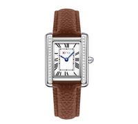 Men's Women Wrist Watches, Square Quartz Black Leather Strap Watch, Classic Analog Stainless Steel Quartz Waterproof Watches for Men Women, Gifts for Men Women Couple (1520 Women Brown)