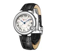 Men's Women Wrist Watches, Unisex Quartz Black Leather Strap Watch, Analog Stainless Steel Quartz Waterproof Watches for Men Women, Gifts for Men Women Couple (Women's Black)